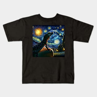 Starry Night Show Your Love for Leopard Geckos with Fashionable Tees Kids T-Shirt